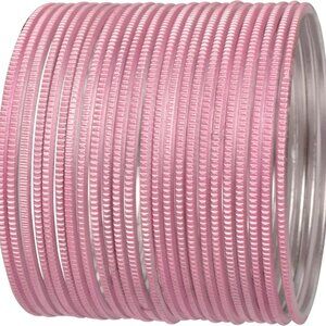Colorful Alloy Bangle Set 24 Women's Large Pink Indian Jewelry Sale